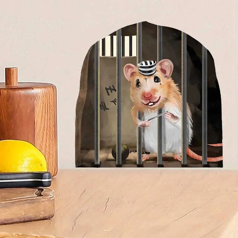 Funny Rat Trap Wall Stickers Self-Adhesive Wallpaper for Children's Room Bedroom Background Decoration Rat Hole Decals AA186