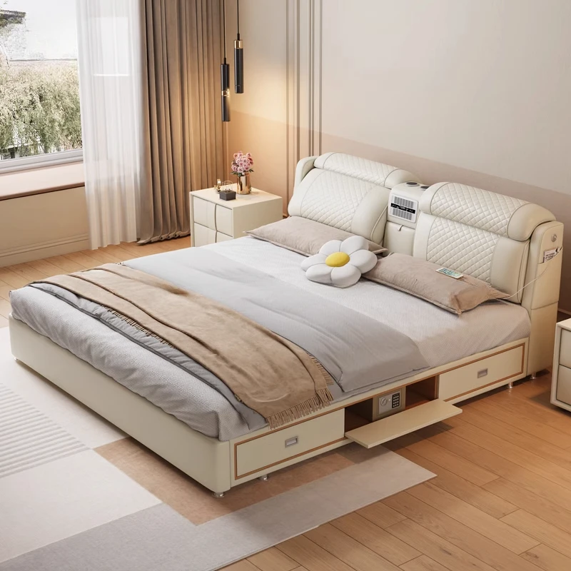 */*2 Drawers Storage Double Bed Luxury Modern Headboards King Size Double Bed Twin Luxury Modern Cama De Casal Bedroom Furniture