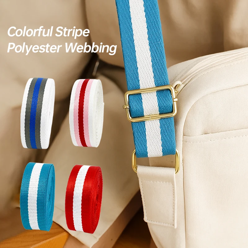 

5Meters 32mm Colorful Stripe Webbing Strap Belt Sling Bias Binding Decorative Ribbon for Sewing Shoulder Bag Straps Accessories