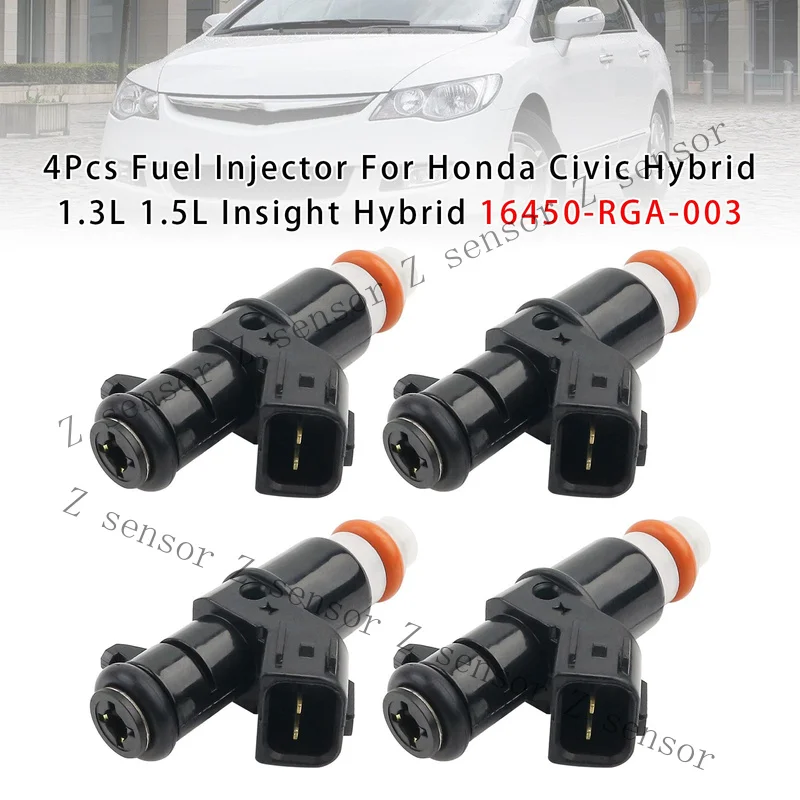RRR+ 4X Fuel Injector For Honda Civic Hybrid 1.3L 1.5L 16450-RGA-003 T0