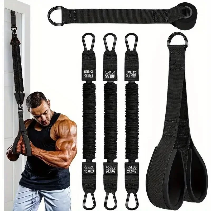 Resistance Bands Set Triceps Rope Home Gym Fitness Pull Rope Strength Workout Equipment Portable Exercise Bands for Men Women