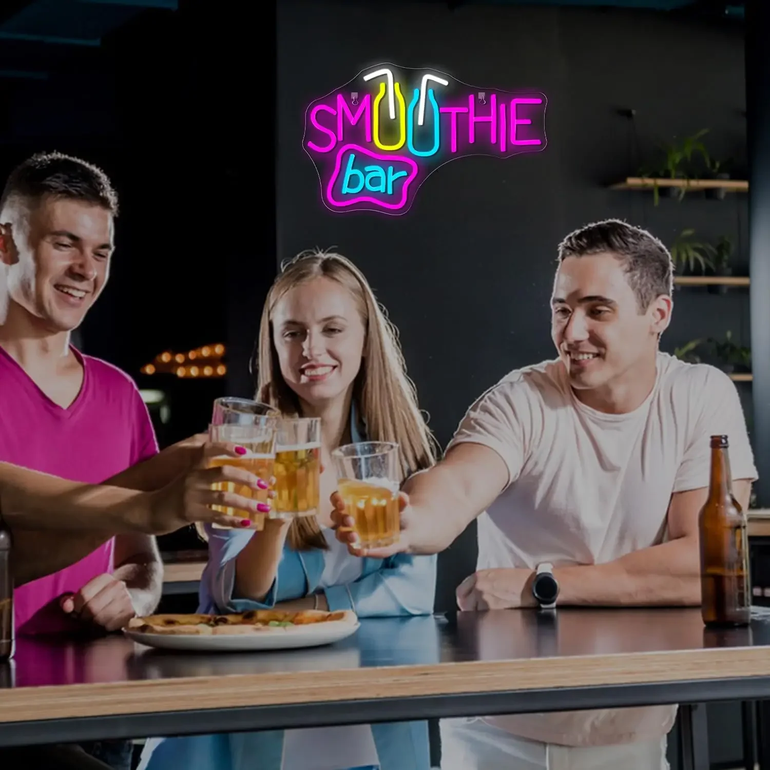 Smoothie Bar Neon Sign Dimmable LED Neon Light Bar Sign,USB Light Up Signs for Store Beverage Cool Smoothie Bar Shop