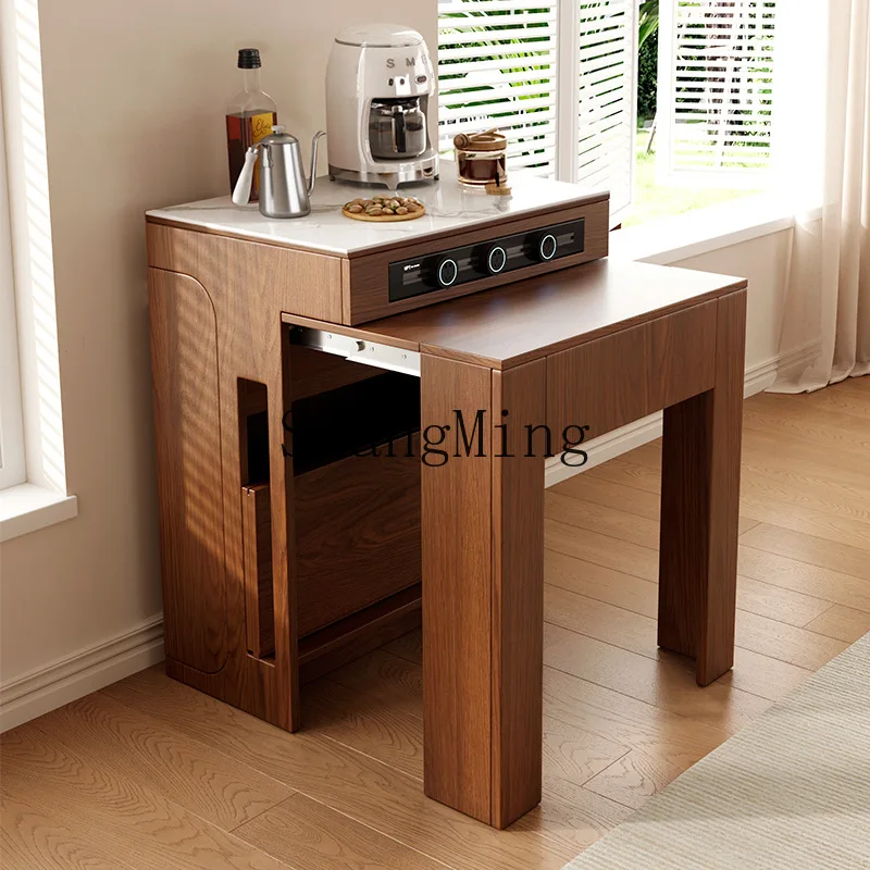 SM medieval retractable island integrated household small apartment space saving wall storage dining table