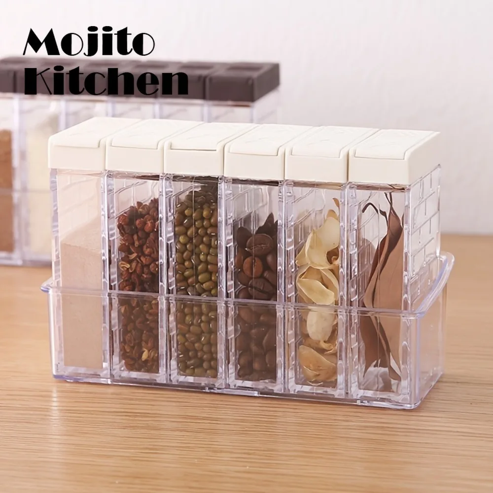 

Transparent Spice Seasoning Storage Box 6pcs/Set Kitchen Supplies Salt Pepper Seasoning Bottle Multi-purpose Storage Salt Shaker