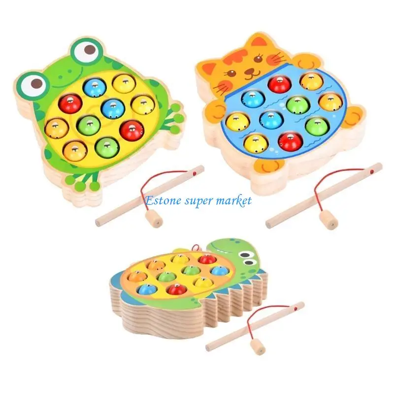 090B Juguete educativo madera para niños, tablero pesca, juego preescolar para niños