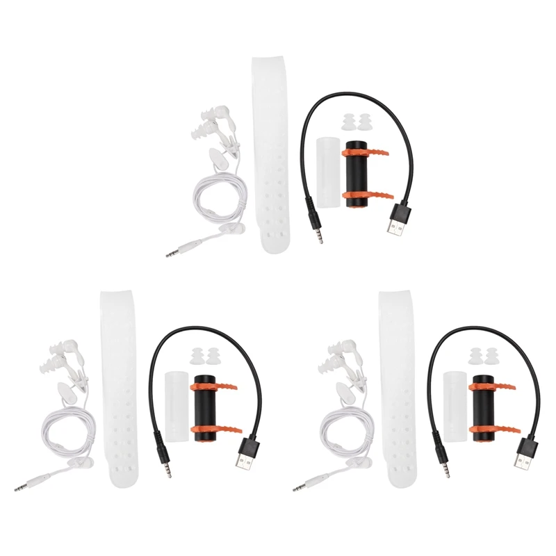 

【Must-Haves】3X 4 ГБ USB MP3-плеер Водонепроницаемая черная гарнитура для плавания, дайвинга и серфинга FM-радио