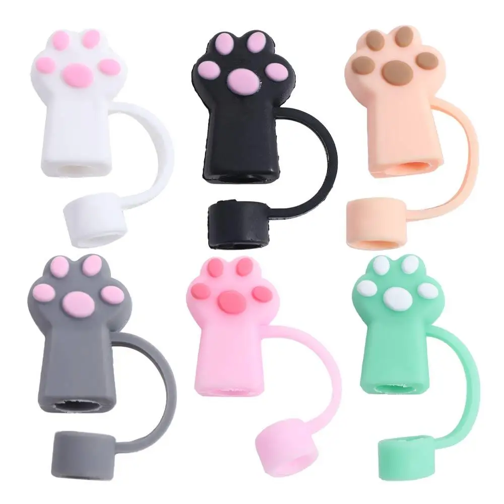 Cute 10mm Cat Paw Straw Cover Spill-Proof Dust-Proof Straw Topper Reusable Straw Tip 30&40 Oz Cup
