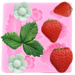 Strawberry Silicone Mold Flower Leaves Cupcake Topper Fondant Cake Decorating Tools Candy Clay Molds Chocolate Gumpaste Mould