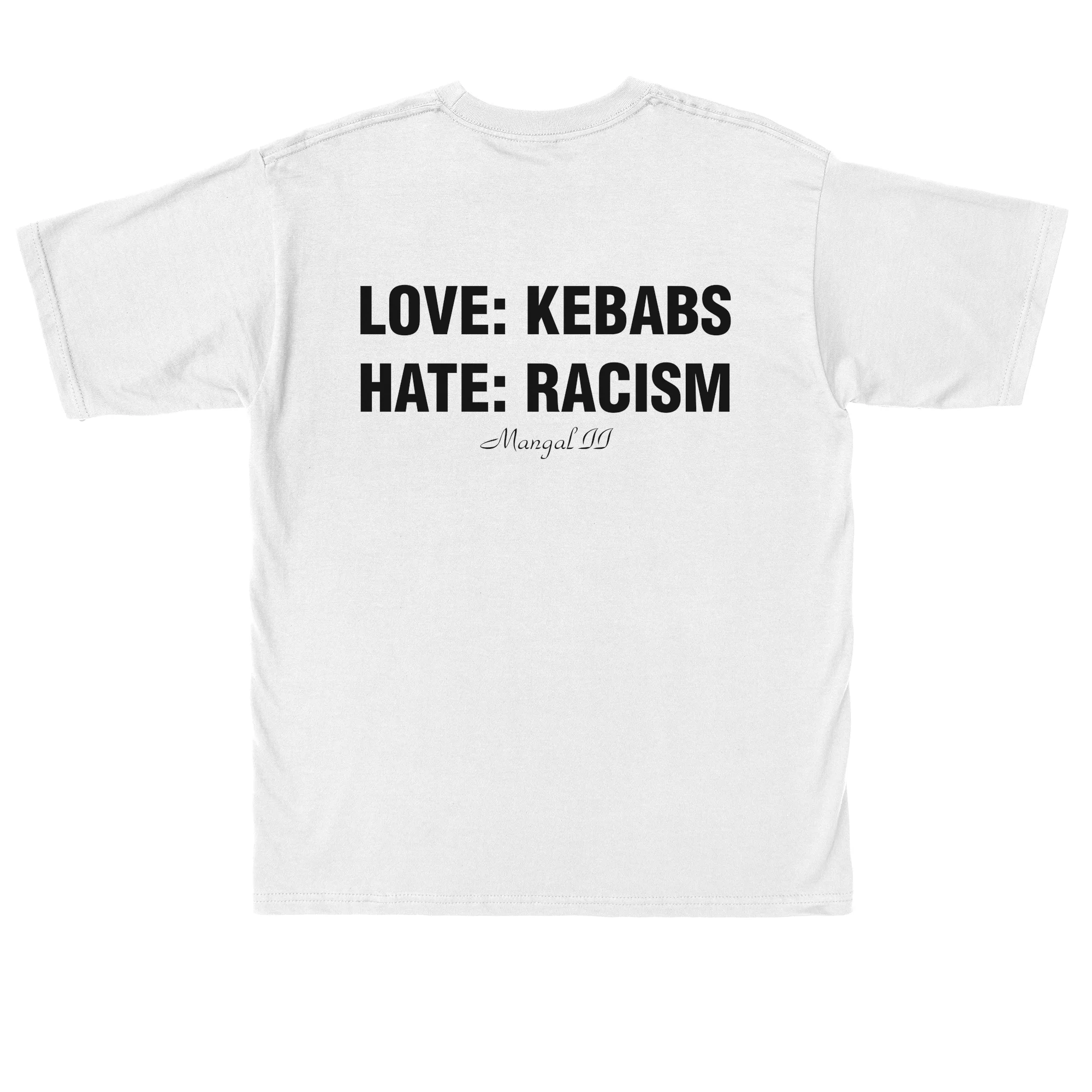 LOVE KEBABS HATE RACISM Printed T-shirt Y2K Fashion T-shirt Harajuku Hip-Hop Round Neck T-shirt Casual Loose Streetwear Unisex
