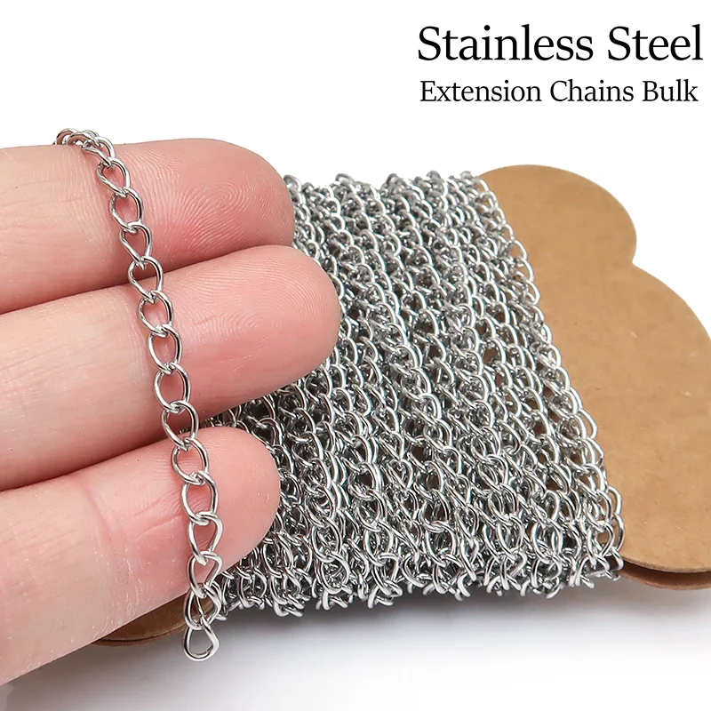 30 Fuß Edelstahl-Verlängerungskette Großhandel Rollen-Verlängerungskette Gold PVD Halskette Armband Schmuckherstellungszubehör – Detail 4