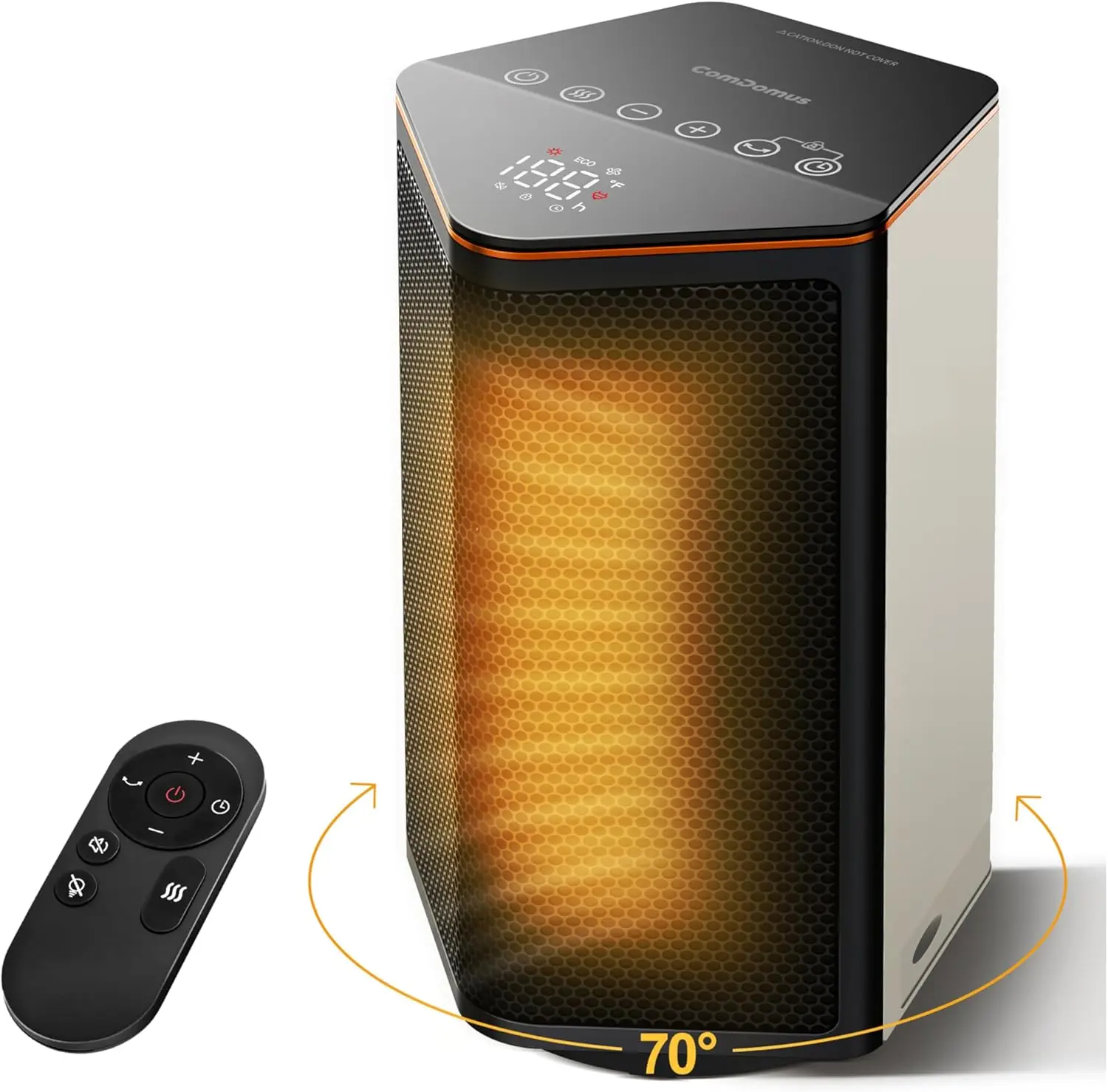 

1500W Portable Electric Heater, White, 70° Oscillation, 5 Modes, 12H Timer, for Office Bedroom Desk