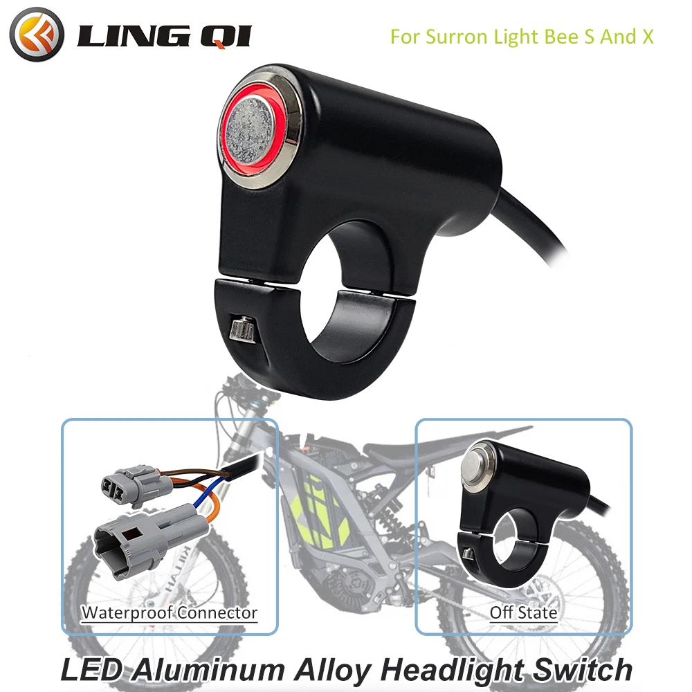 

LED Aluminium Alloy Waterproof IP65 Light Switch Fit to Surron Light Bee S X.Handlebar Switch On/Off Button For Sur Ron Dirtbike