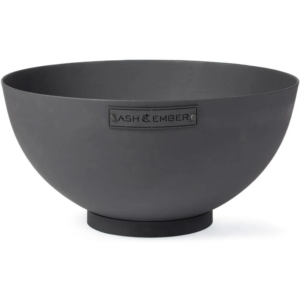 Ash & Ember Brazo para fuego hemisferio de 29", cuenco para fuego al aire libre con leña, pintura negra de alta temperatura sobre hierro fundido, medio esférico exterior F