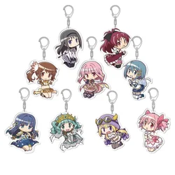Anime Magi Madoka Magica Acrylic Keychain Kaname Akemi Homura Miki Sayaka Tomoe Mami Kyoko HD Figures KeyRing Pendant Gift