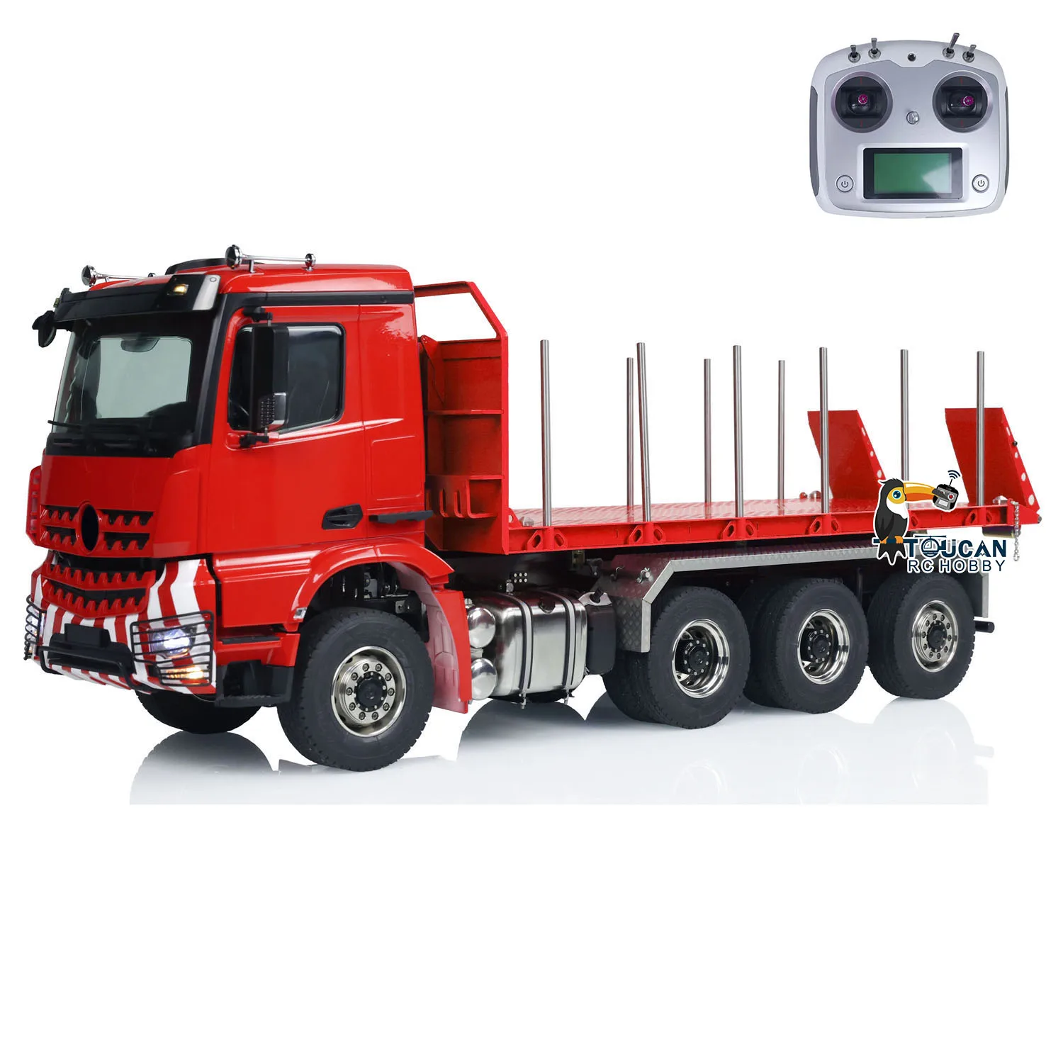 Toy 1/14 RC 8x8 Hydraulic Timber Flatbed Truck Full Dump Cars Rear Axle Lifting Steering DIY Finished Sound Light Tipper Machine