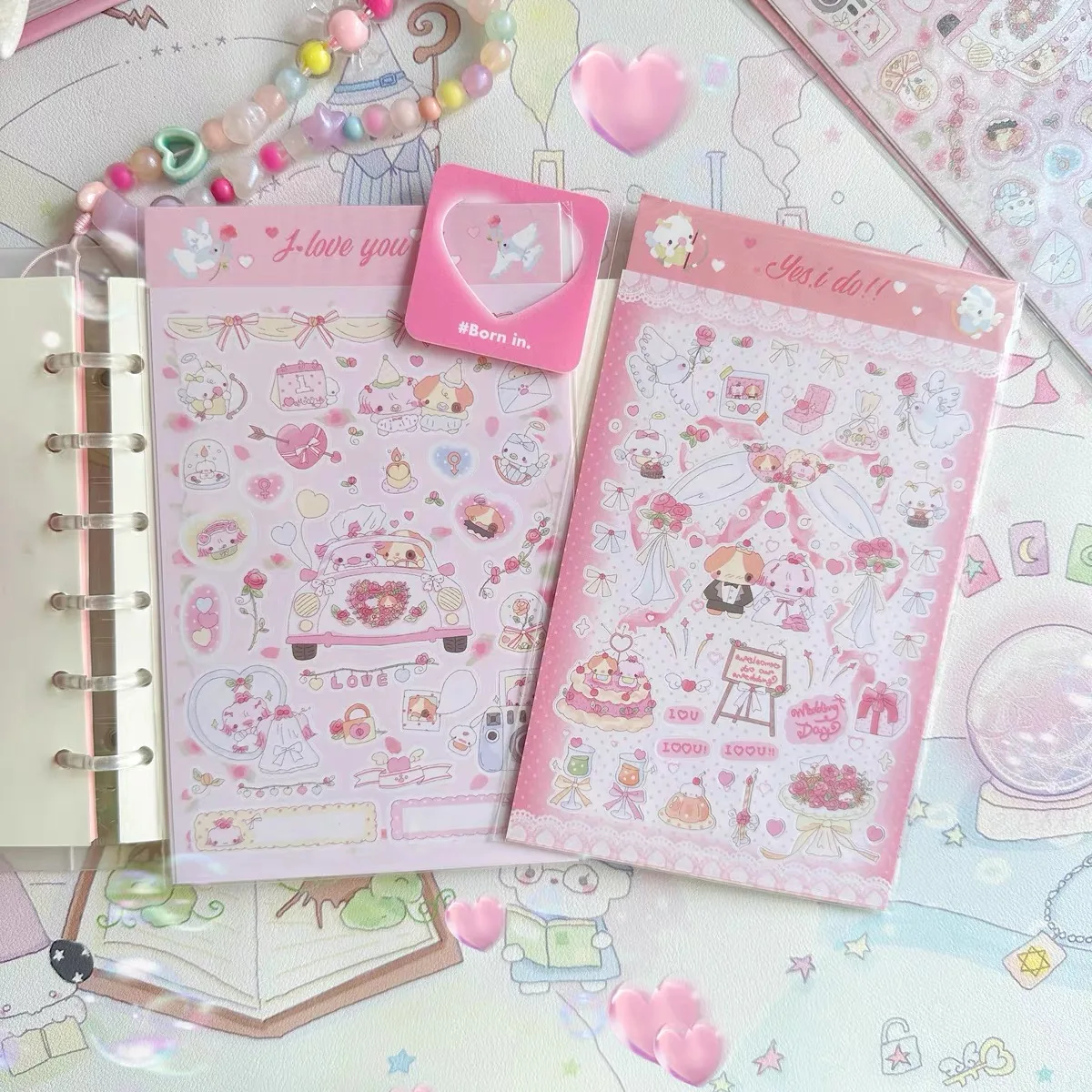 Flower of the wedding dream wedding pink sticker hand account decoration lovely cartoon stickers