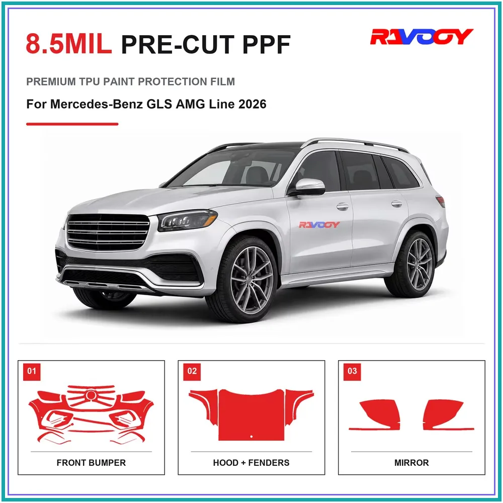 Precut PPF For Mercedes-Benz GLS AMG Line 2026 8.5mil TPU Clear Paint Protection Film Self Healing Hydrophobic Stone Chip Guard