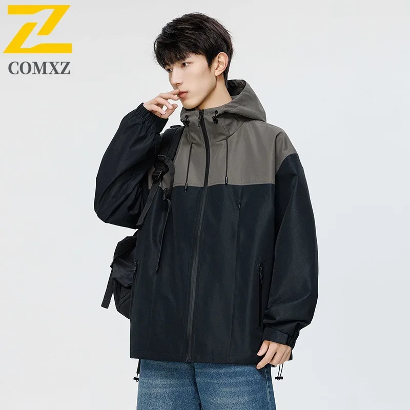 

COMXZ Осенняя ветровка Спортивная повседневная куртка Горная спецодежда Модная горячая распродажа Цветное пальто с капюшоном Унисекс Одежда для пар