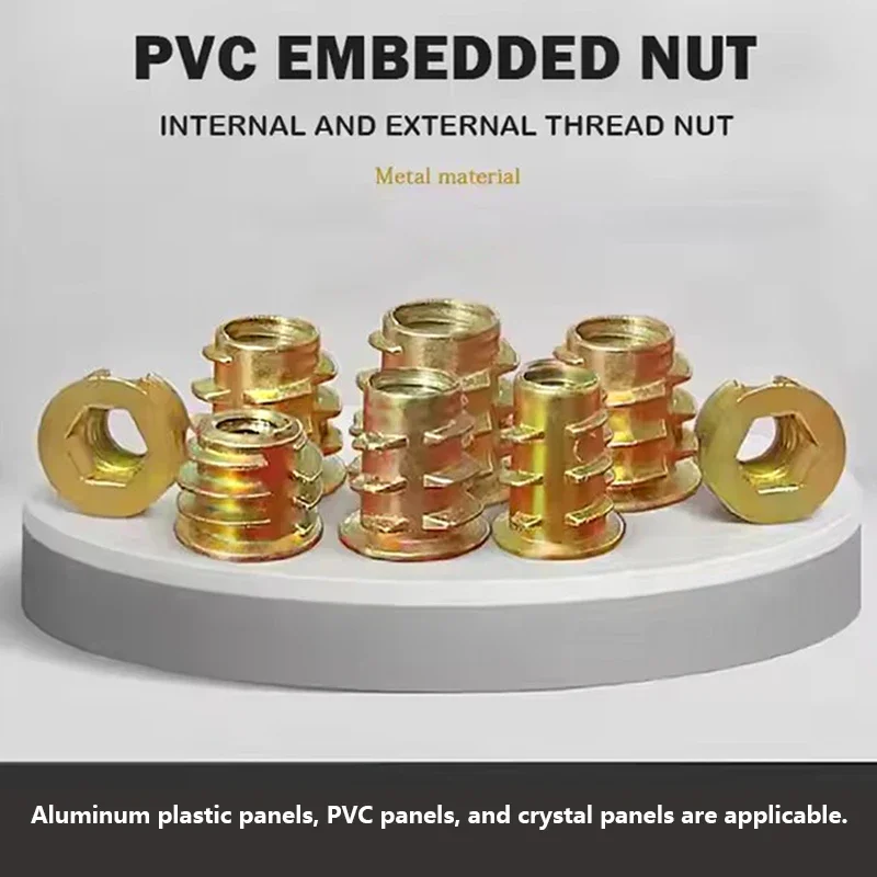 

Advertising Signs with Internal and Wxternal Teeth Metal Threaded Nuts Illuminated Signs PVC Embedded Nuts M4 M5 Insert Nutsert