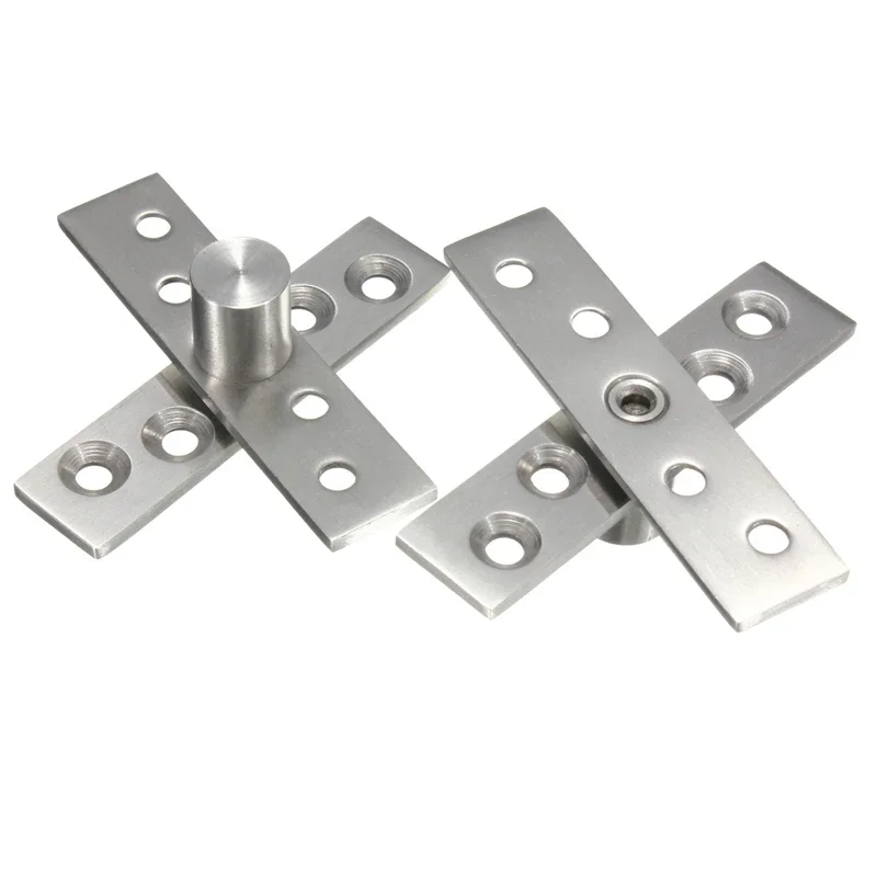 1 Pair Stainless Steel Rotating Hinge 74mm Length 360 Degree Silver Door Pivot Hinge Hardware