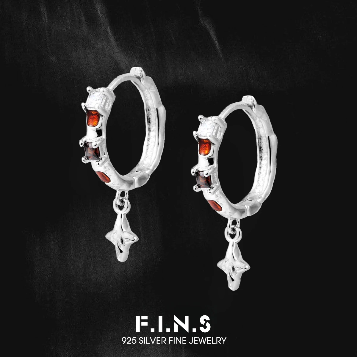 

Минималистичные серьги F.I.N.S из стерлингового серебра S925 для женщин, универсальные красные серьги-кольца с мозаикой и эффектом капель масла, изысканные ювелирные изделия, подарок