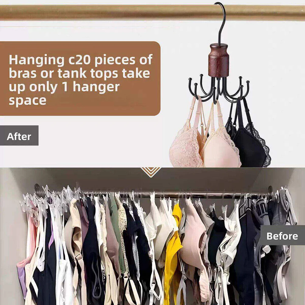 360° Rotating Storage Hanger Hook Multifunctional 8 Claw Metal Clothes Hook Stackable Tie Hook Racks Home Dorm Storage Hangers