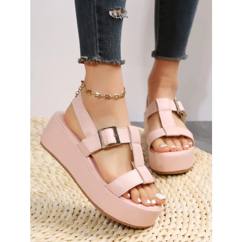 

Women Platform Sandals Summer Plus Size Shoes 2024 Roman Buckle Wedges Heeled Sandals Casual Open Toe Woman Sandalias De Mujer