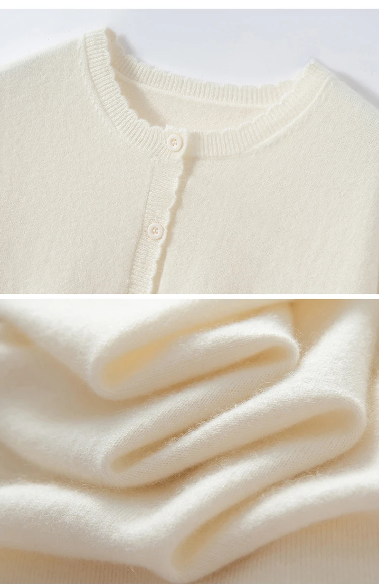 

Choice Women Cashmere O-neck Cardigan Autumn Winter Long Sleeve Sweater 100% Cashmere Knitwear Basic Simple Solid Clothing Top