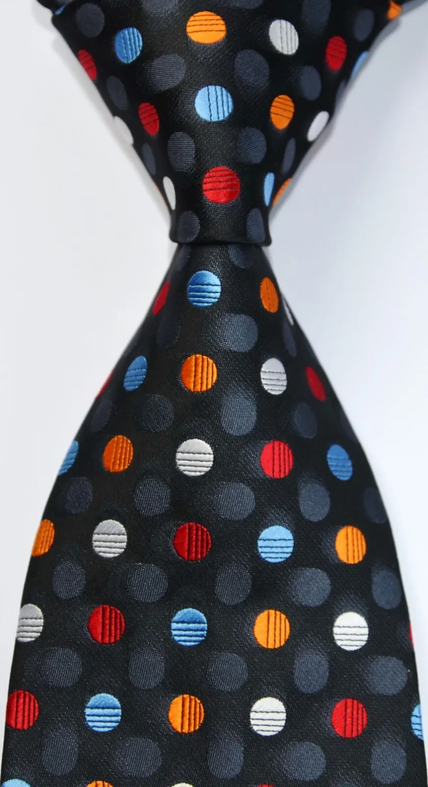 

New Men's Silk Tie Classic Ploka Dot Black Red White JACQUARD WOVEN Handmade Silk Men's Tie Necktie