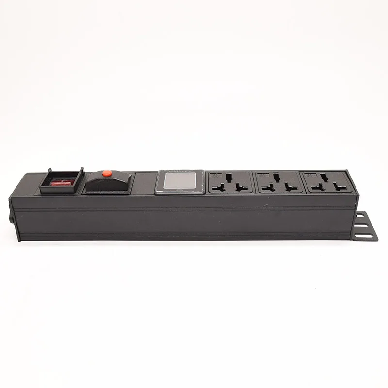 16A universal socket PDU power strip network cabinet rack with ammeter and overload protection C14 port switch socket