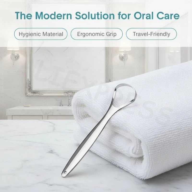 Tongue Scraper Reusable Gentle Safe Stainless Steel Oral Cleaner for Kids & Adults Fresh Breath Care