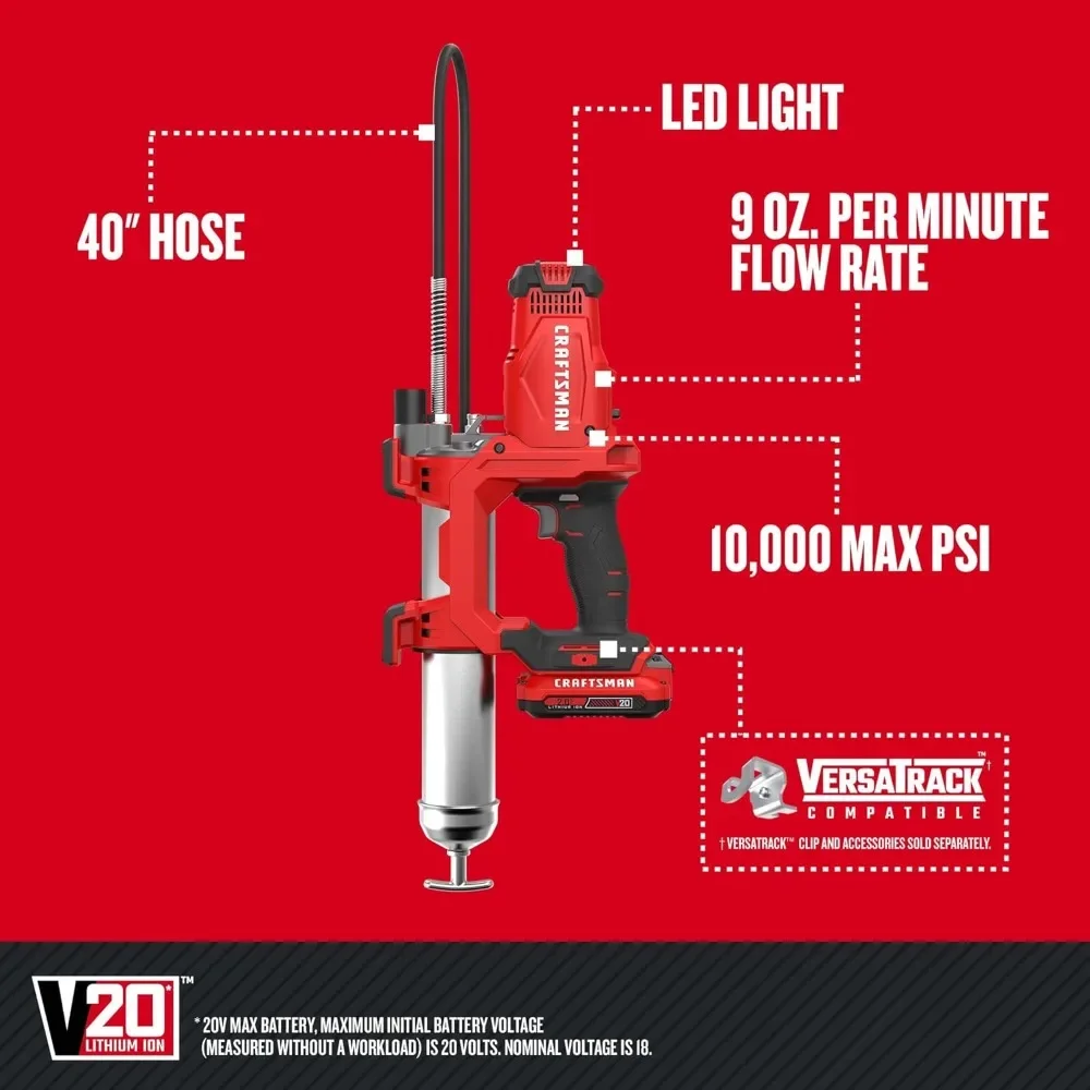 V20 Grease Gun Kit, Cordless, 40