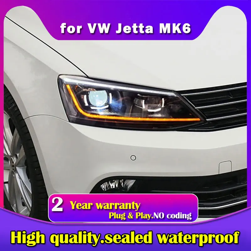 car accessories 2012-2018 For VW Jetta headlights  For Jetta MK6 LED Headlight HID LED Bi-Xenon Lens led drl Dynamic turn lights