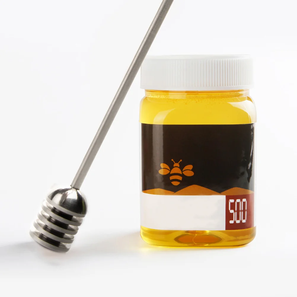 

2pcs Stainless Steel Honey Dipper Spoon For Honey Jar Syrup Stirrer No Spill Roll Clean Easy Long Term Use Viscous Liquids