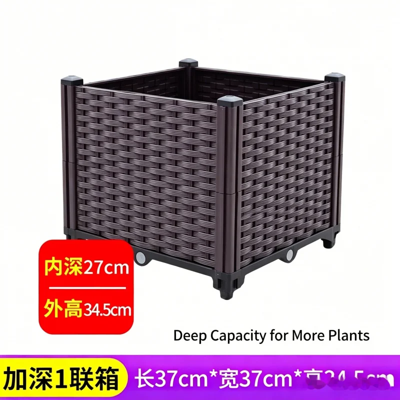 

Extra Deep 1-Tier Plastic Planter Box 37x37x34cm Vegetable Flower Herb Grow Kit for Balcony Patio Outdoor Garden Wholesale Suppl