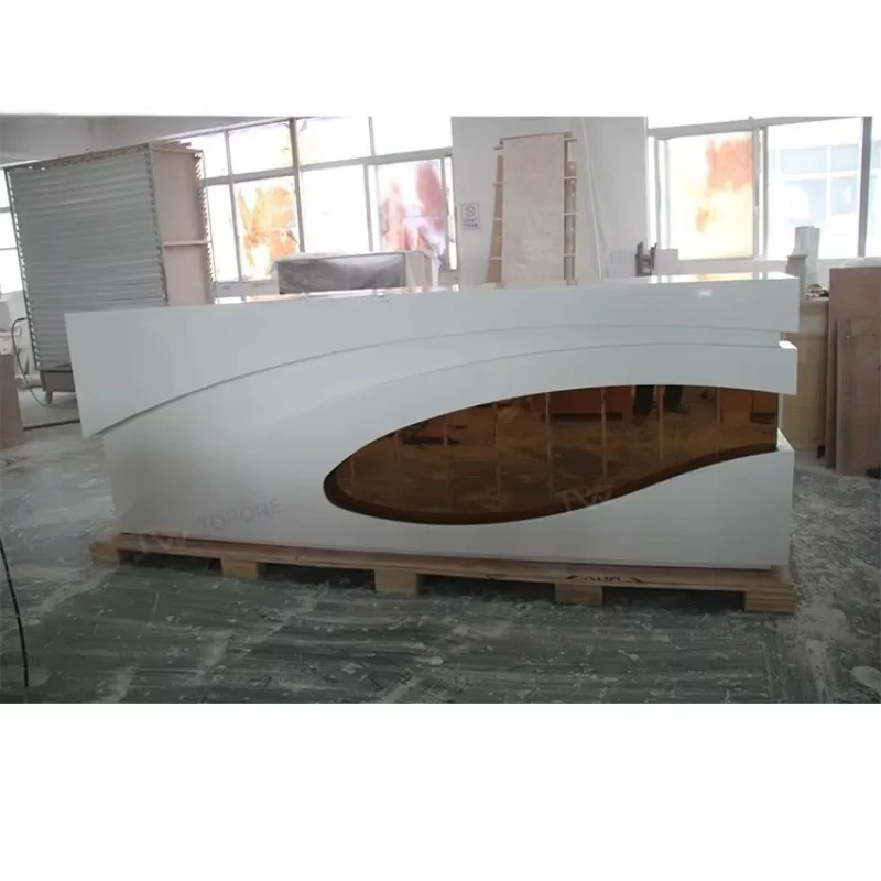 Factory Price Marble Stone Office Furniture High Quality Modern Beauty Salon Reception Desk Customized