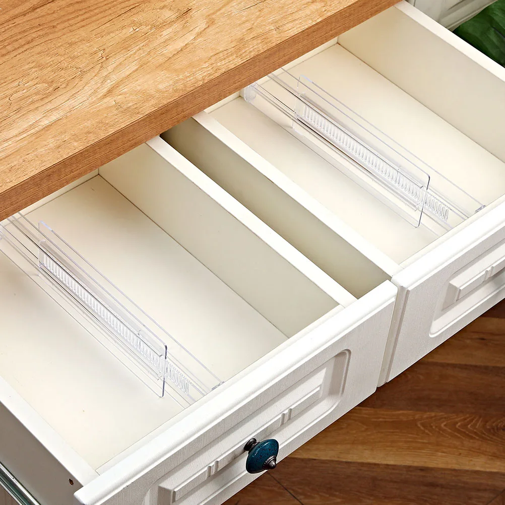 

2Pcs Clear Drawer Dividers ganizer Sturdy Material Adjustable Bra Underwear Socks Clothes Bedroom Storage Solution