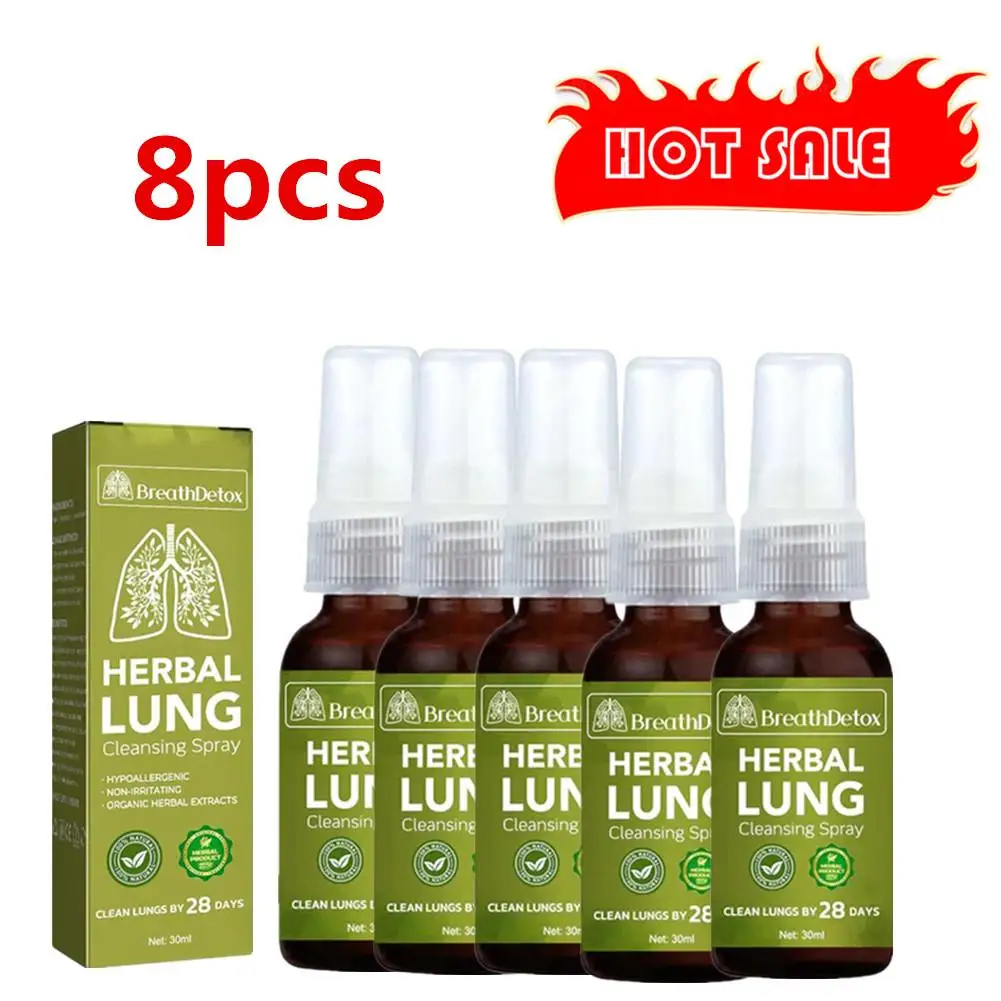 8x 30ml Lung Herbal Cleanser Spray Smokers Clear Nasal Mist Anti Snoring Congestion Relieves Solution Clear Throat Breath Spray