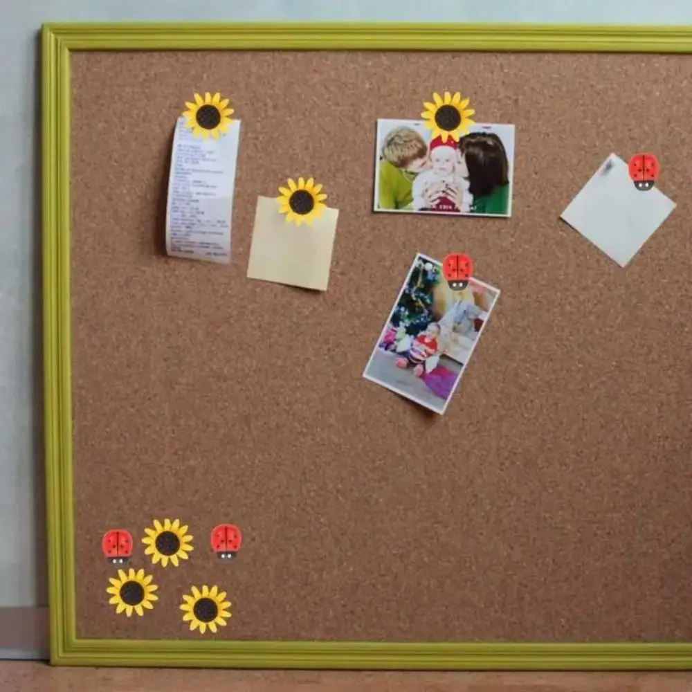 30 pçs decoração de casa abelhas girassol alfinetes diy criativo joaninha polegar tachas com caixa placa 3d push pin foto decoração da parede