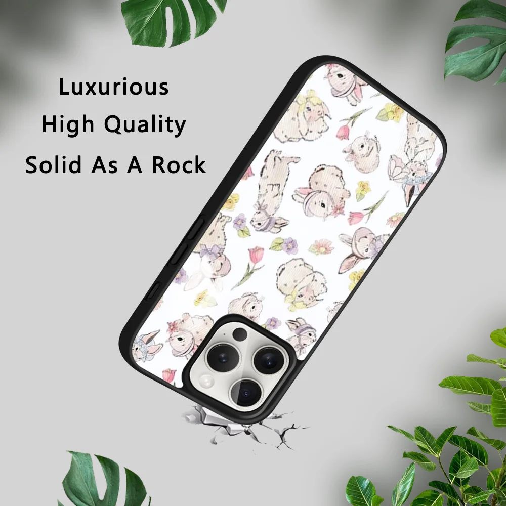 Wildflower Girls bow Rabbit Cute Cartoon Phone Case For iPhone 16 15 14 13 12 11 Pro Xs Max Mini Plus Celulares Hard Funda #4