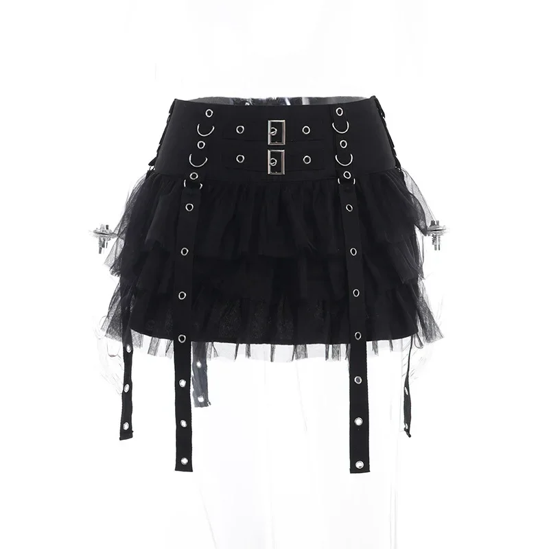 Gothic Mini Skirt New Halloween Goth Aesthetic 90s Y2K Party Club Harajuku Streetwear Women's Skirt Black High Waist Skirts