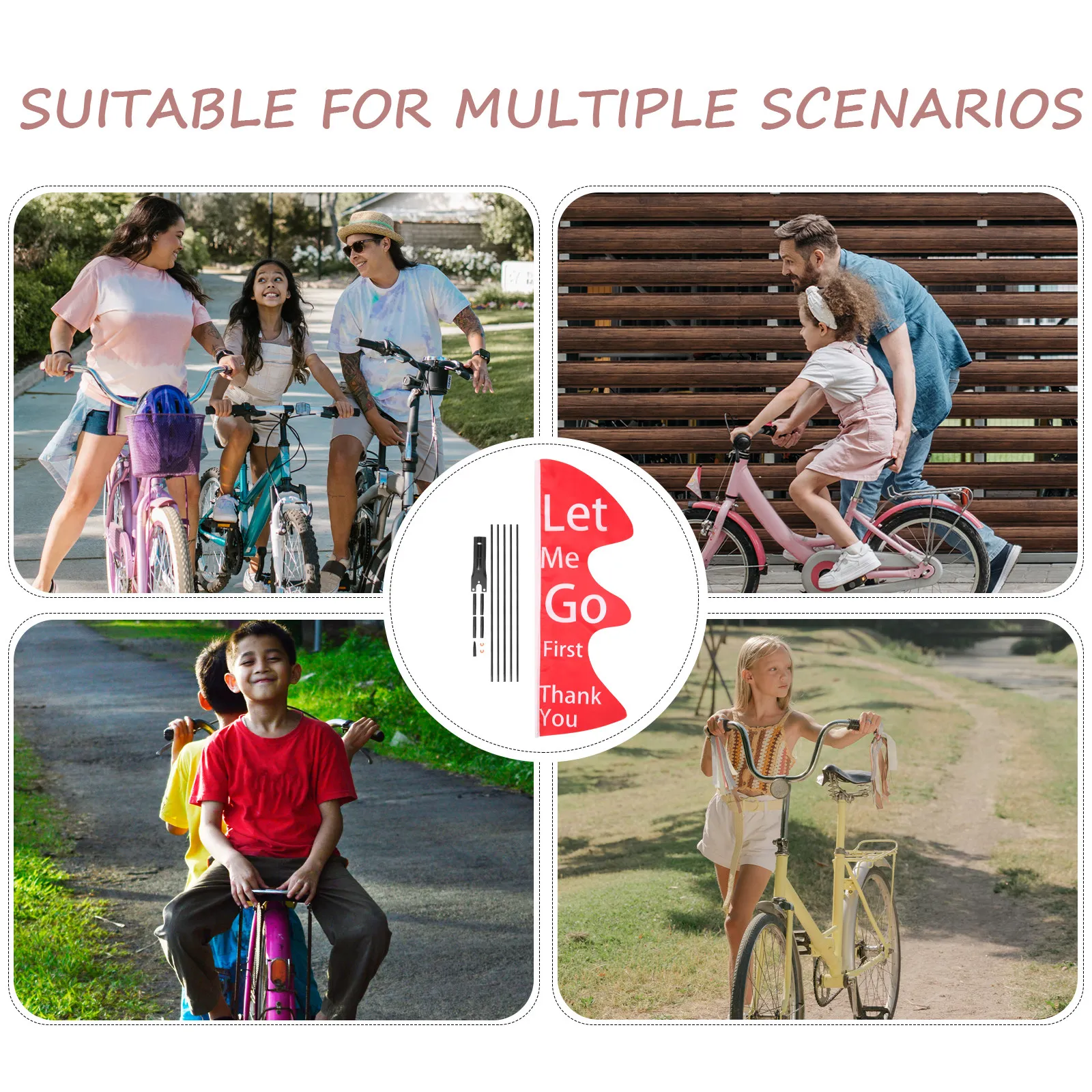1Set Kids Bike Safety Flag with Sturdy Pole Tear-Resistant Windproof Cycling Flag for Bicycles Motorcycles Trucks Portable