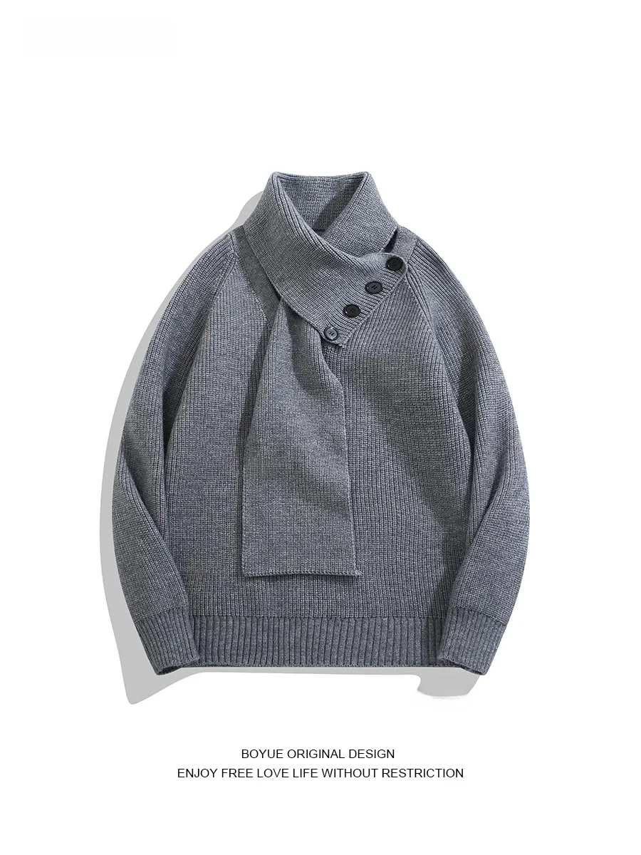 

Boyue Design Button up Knit Scarf Sweater Faionable mat Men's Women's Warm Casual V-Ne Long Sve Color