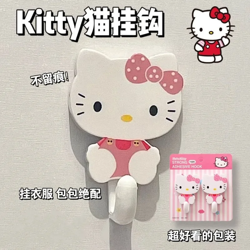 

4pcs Kawaii Sanrio Anime Sweet Hello Kitty Creative Hooks Cute Cartoon Household Sticky Hooks Traceless Decoration Gifts Toys