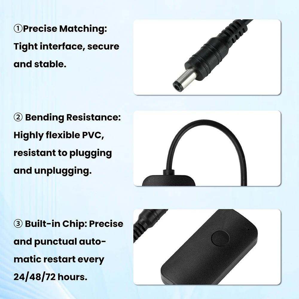 Router Restart Cable DC 9-12V Automatic Power-Off Timer With 24/48/72 Hours Adjustment For Home Network Switch Controller