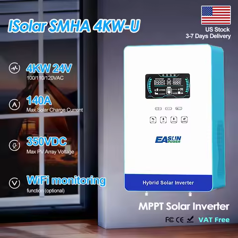 EASUN POWER 4000W 24V Off grid Pure sine wave solar inverter with 6.25inch LCD display and touchable buttons Built-in 150A MPPT