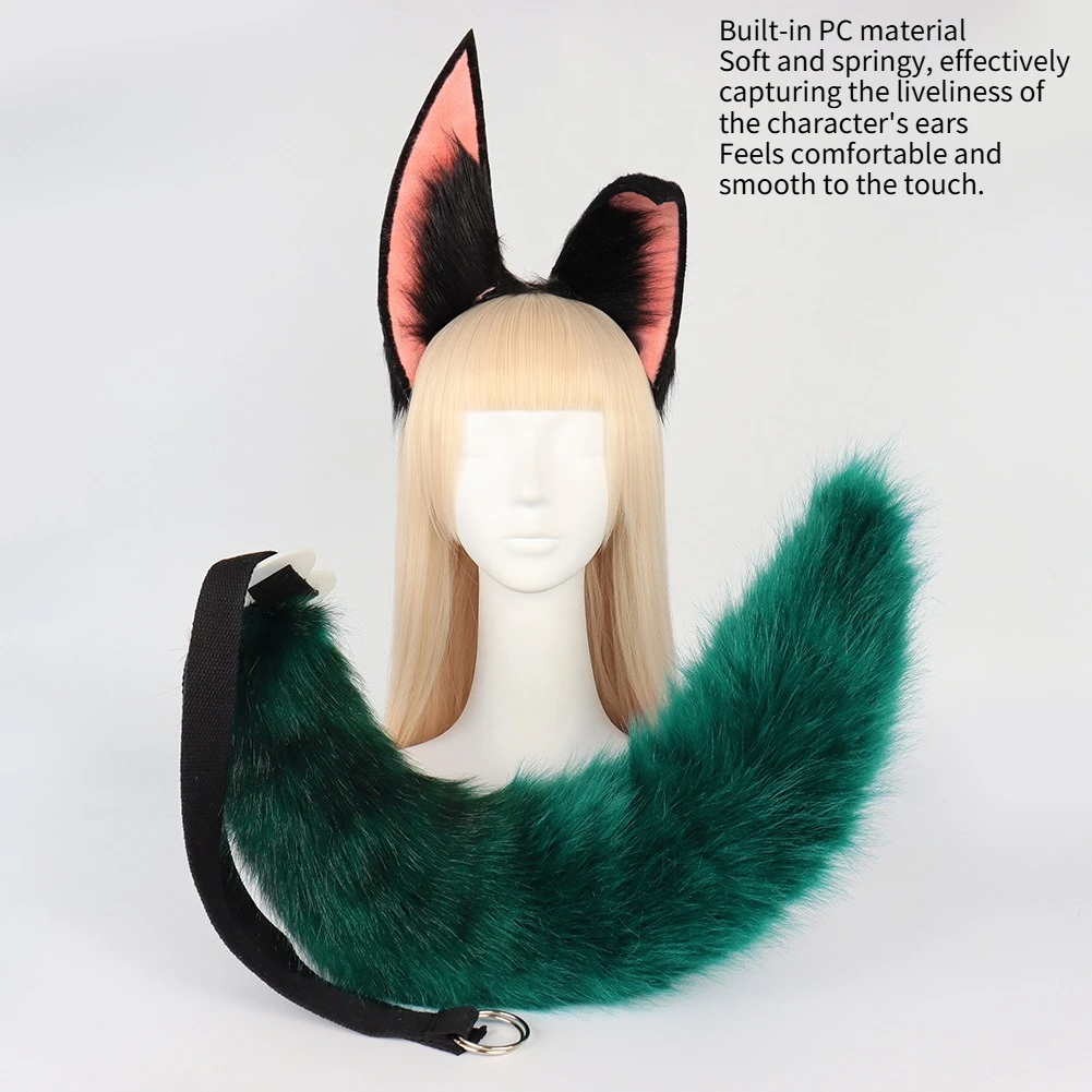 Halloween Anime Party Dress Up, Fluffy Faux Fur Animal Ears Headband Tail Set, Beast Ears and Tail, Cosplay Costume Accessories