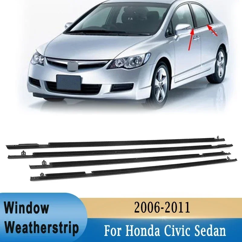 

Уплотнительная лента для стекла для Honda Civic 2006-2011, уплотнительная лента для внешнего стекла, уплотнительные резиновые полоски, водонепроницаемое уплотнение для стекла