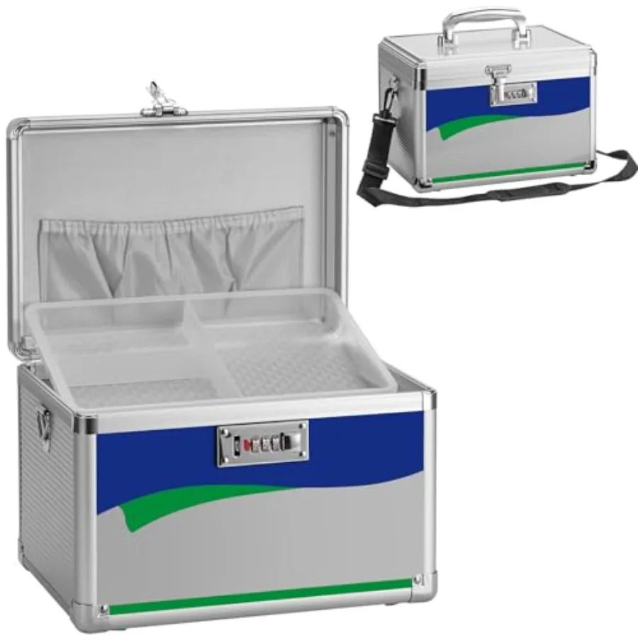 

Ящик для хранения лекарств с кодовым замком - 11,2 x 7,6 x 7,6 дюймов - Сейф для первой помощи, контейнер для хранения медикаментов и личных вещей