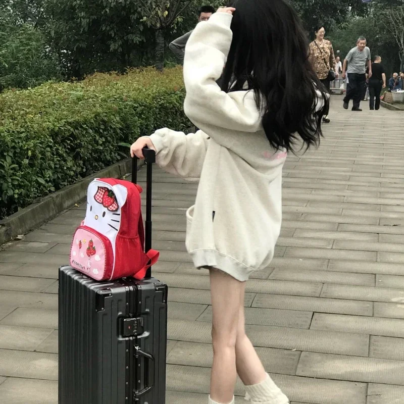 أنيقة كبيرة الحجم جيب أمامي هوديس المرأة خمر فضفاض الترفيه زائد المخملية القمم الطلاب لينة مضلع موضة الشتاء إلكتروني طباعة